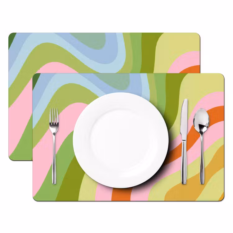 Placemat vinyl - Lijnen - Pasteltinten - Golvend — 2