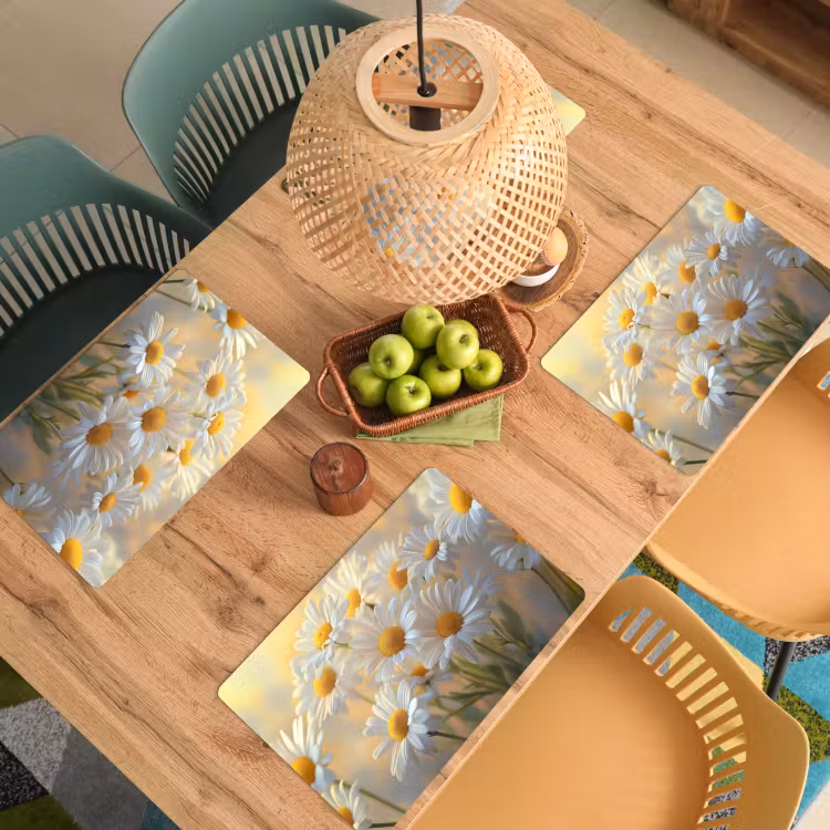 Placemat vinyl - Madeliefjes - Wit - Zonlicht — 3
