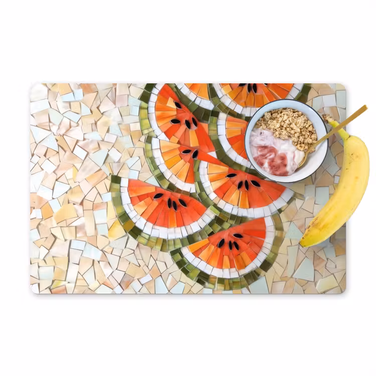 Placemat vinyl - Mozaïek - Watermeloen - Rood - Pitten — 1