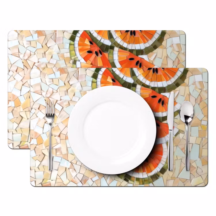 Placemat vinyl - Mozaïek - Watermeloen - Rood - Pitten — 2