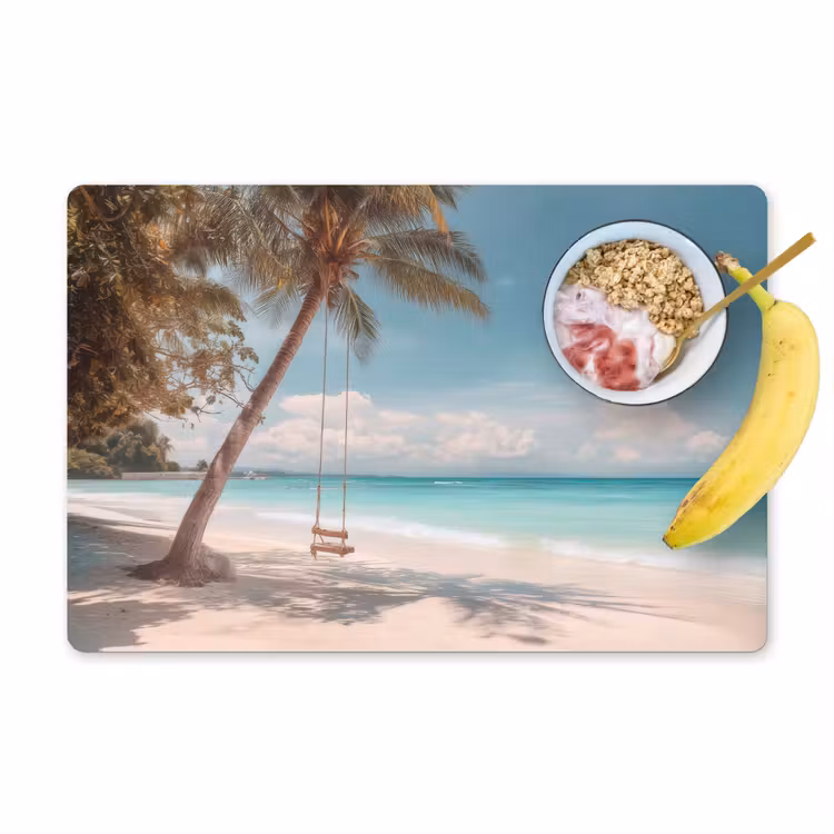 Placemat vinyl - Palmboom - Schommel - Strand - Lucht — 1