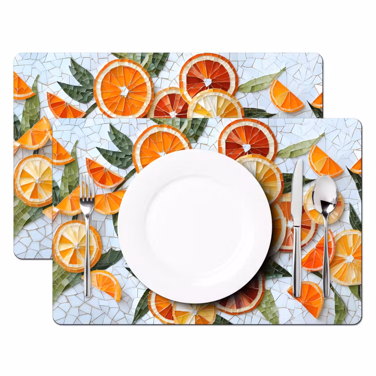 Placemat vinyl - Schijfjes - Fruit - Oranje - Mozaïek — 2