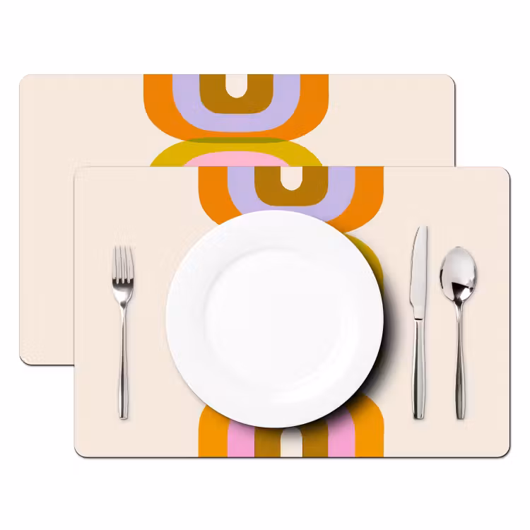 Placemat vinyl - Stapel - Vormen - Geblokt - Oranje — 2
