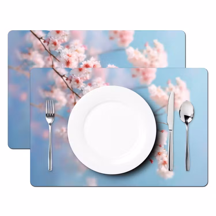 Placemat vinyl - Takken - Bloesems - Roze — 2