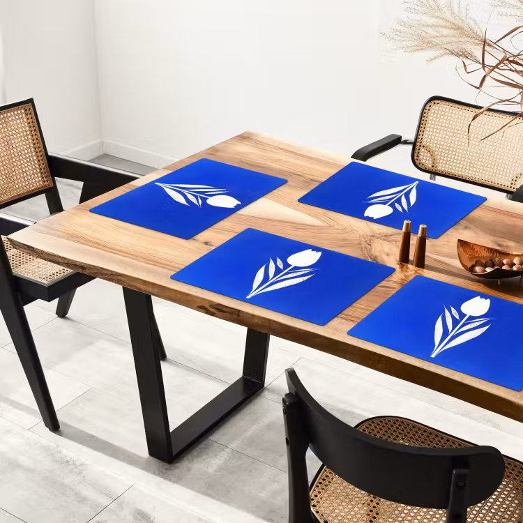 Placemat vinyl - Tulp - Minimalistisch - Bladeren - Wit — 4