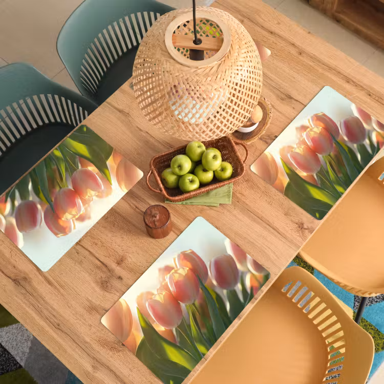 Placemat vinyl - Tulpen - Roze - Zonnestralen — 3
