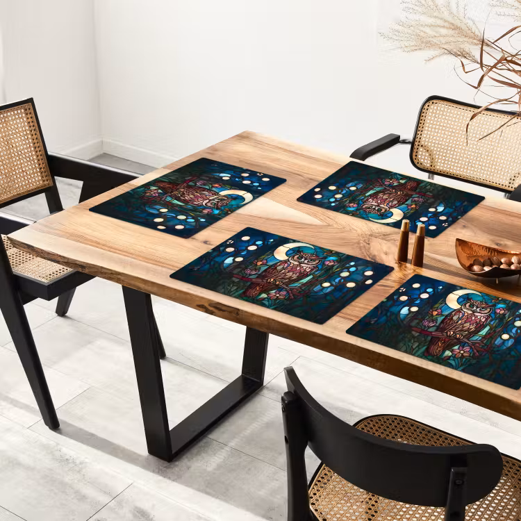 Placemat vinyl - Uil - Mozaïek - Maan - Nacht — 4