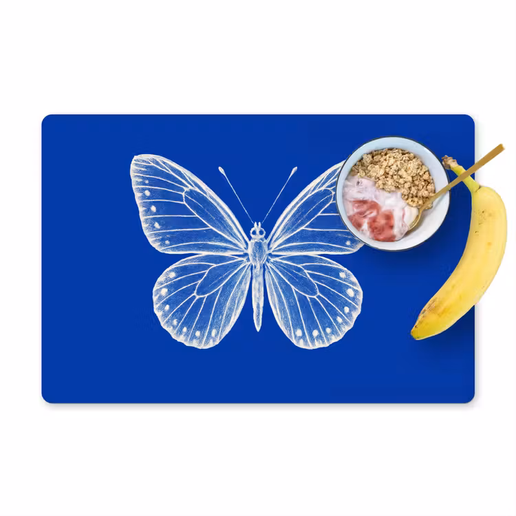 Placemat vinyl - Vlinder - Wit - Getekend - Stippen — 1
