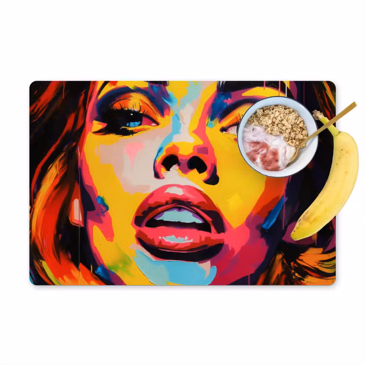 Placemat vinyl - Vrouw - Gezicht - Kleurrijk — 1
