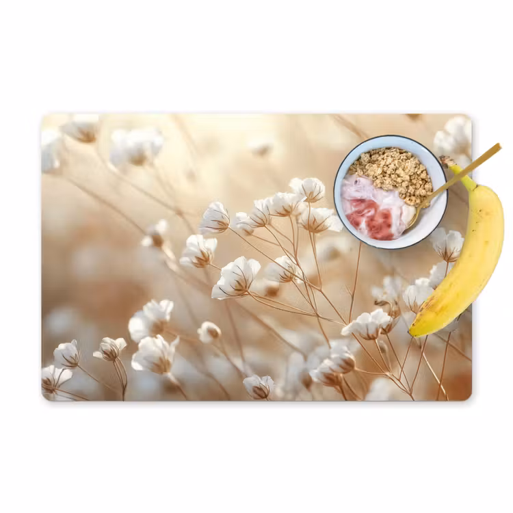 Placemat vinyl - Wilde - Bloemen - Wit — 1