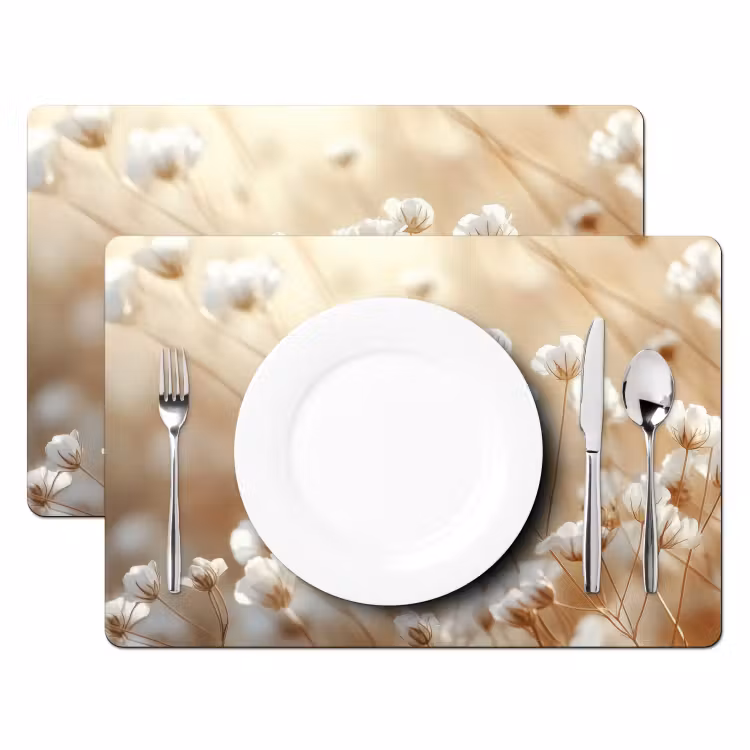 Placemat vinyl - Wilde - Bloemen - Wit — 2