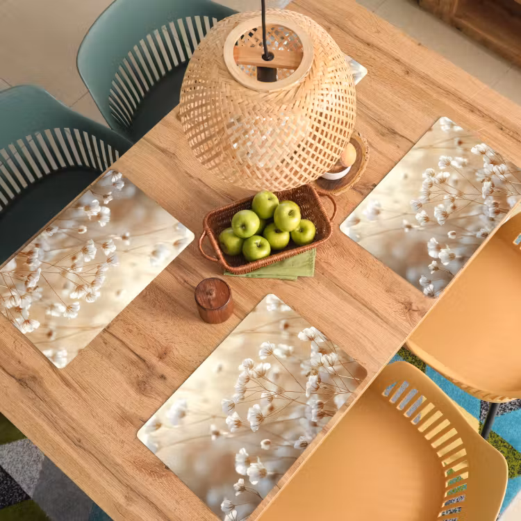 Placemat vinyl - Wilde - Bloemen - Wit — 3