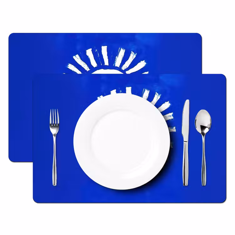 Placemat vinyl - Zon - Gezicht - Penseelstructuur - Blauw — 2