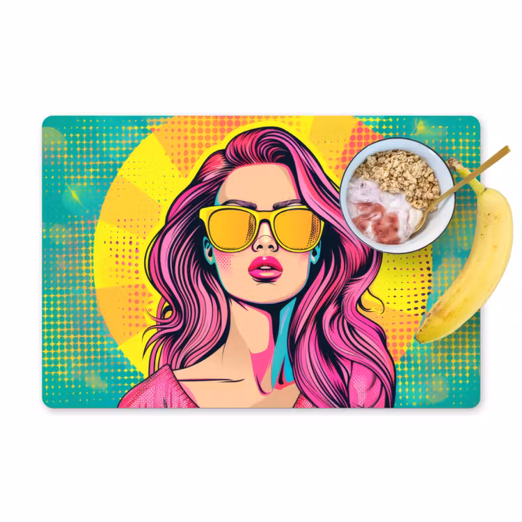Placemat vinyl - Zonnebril - Vrouw - Zonnig - Geel — 1
