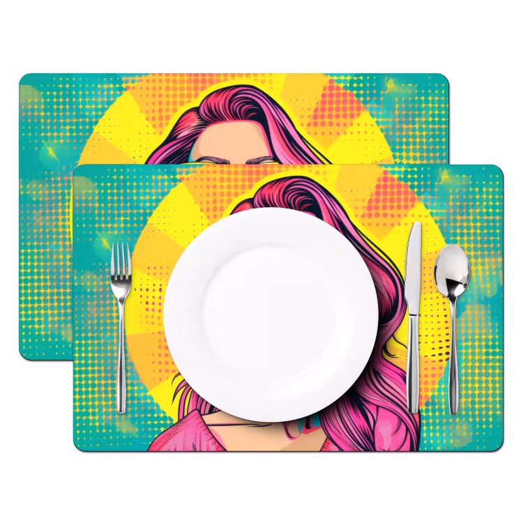 Placemat vinyl - Zonnebril - Vrouw - Zonnig - Geel — 2
