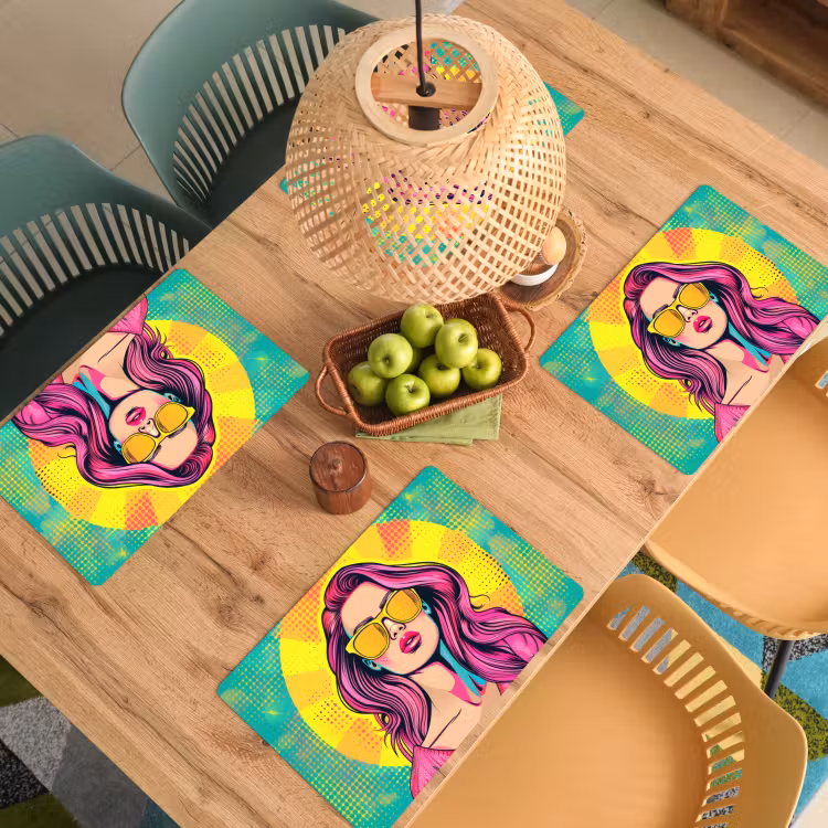 Placemat vinyl - Zonnebril - Vrouw - Zonnig - Geel — 3