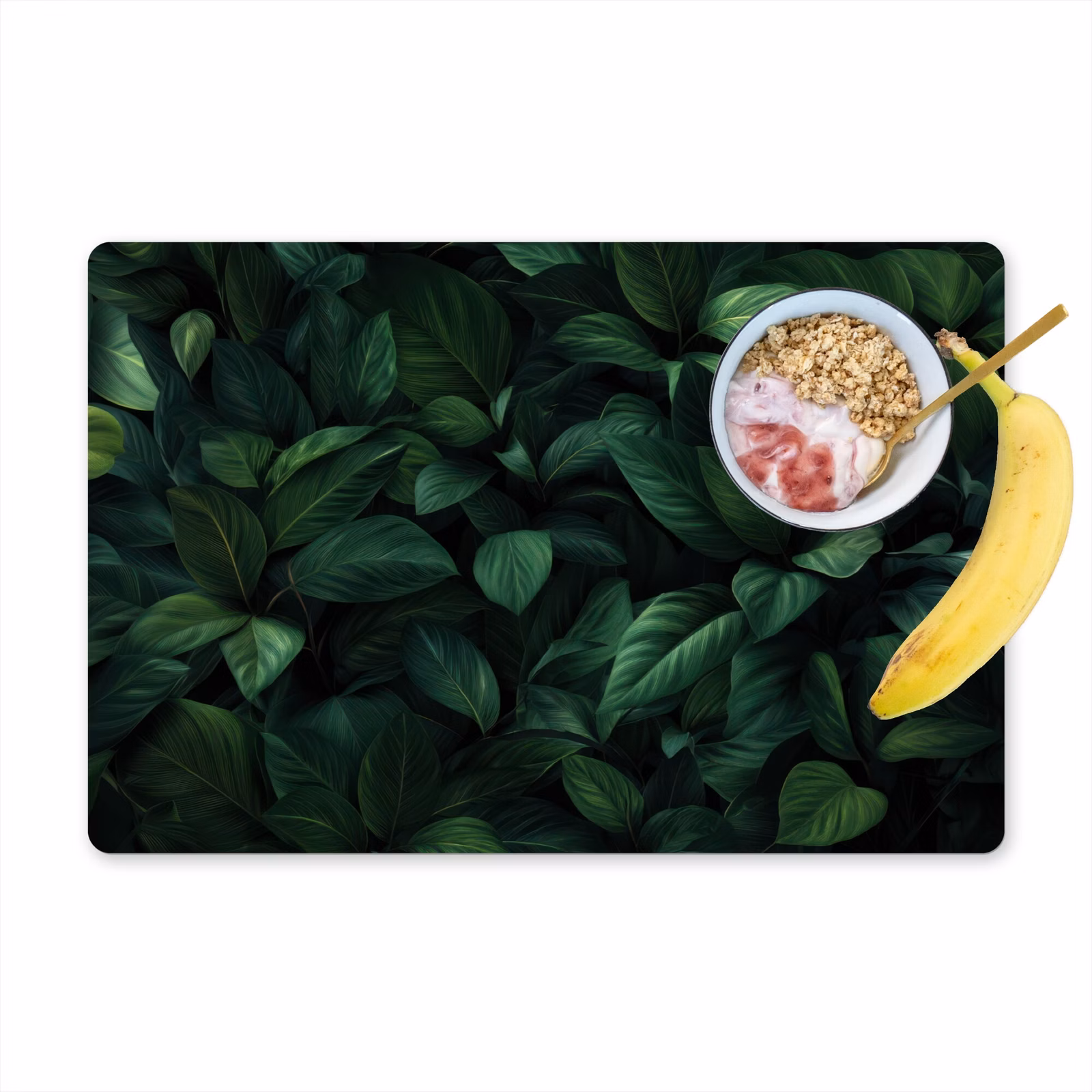 Placemat vinyl - Bladeren - Ovaal - Groen - Nerven — 1