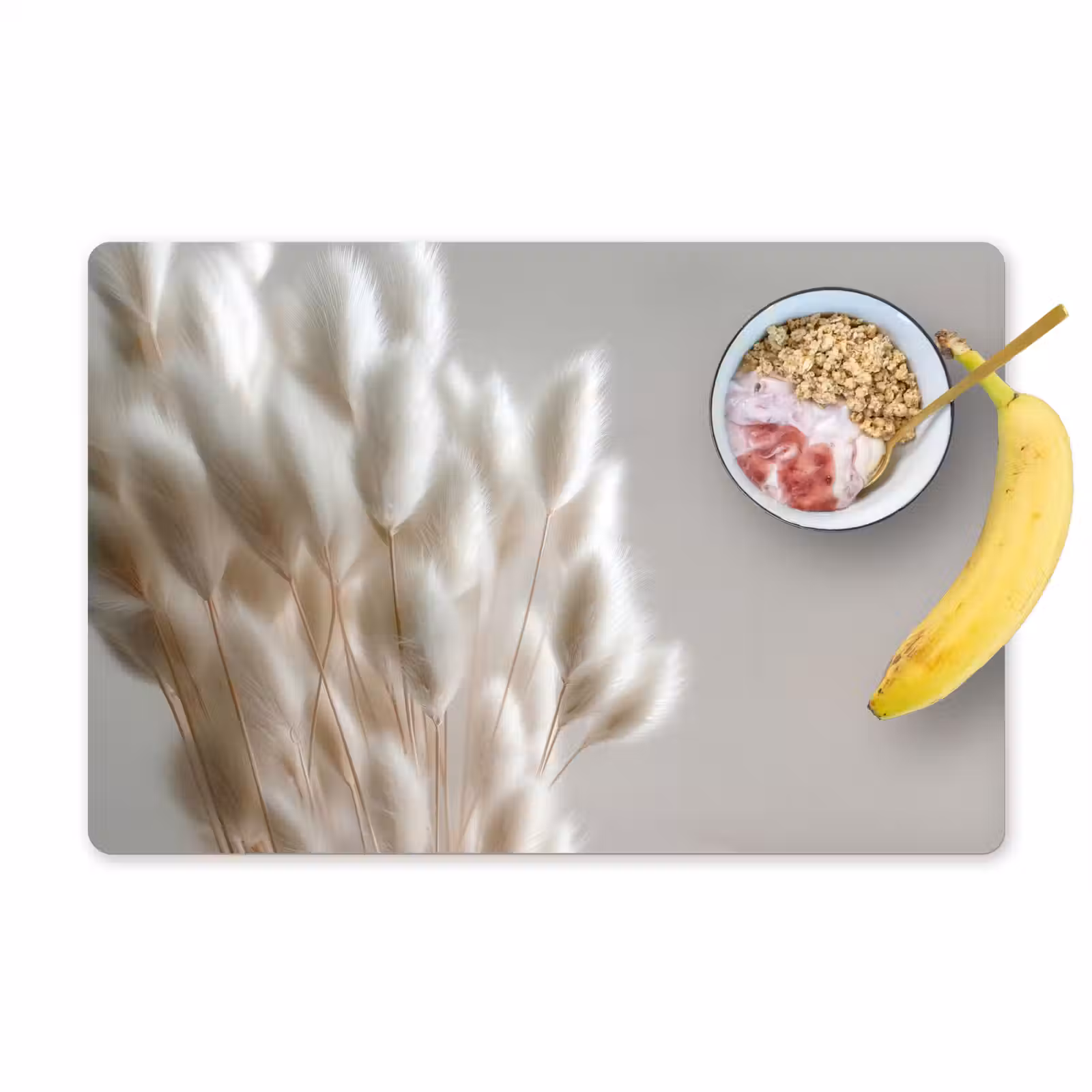 Placemat vinyl - Pluimen - Beige - Minimalistisch — 1