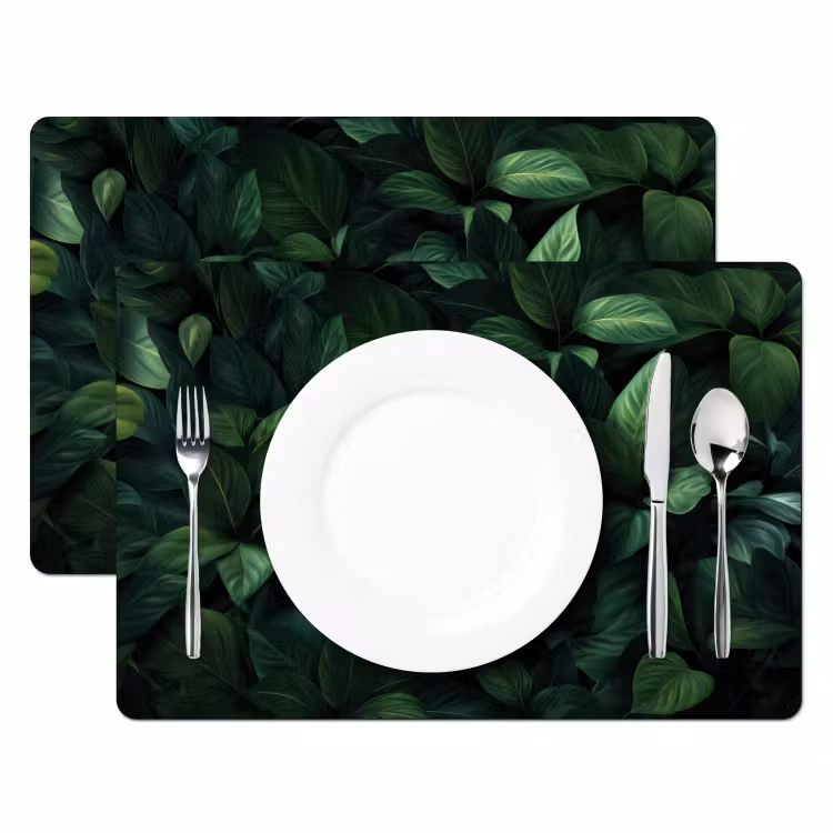 Placemat vinyl - Bladeren - Ovaal - Groen - Nerven — 2