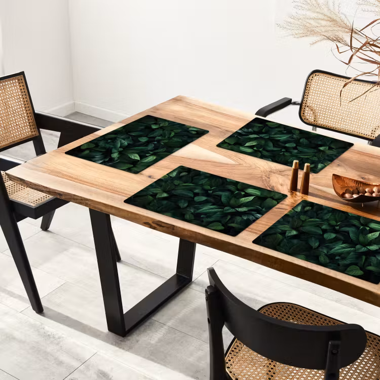 Placemat vinyl - Bladeren - Ovaal - Groen - Nerven — 4