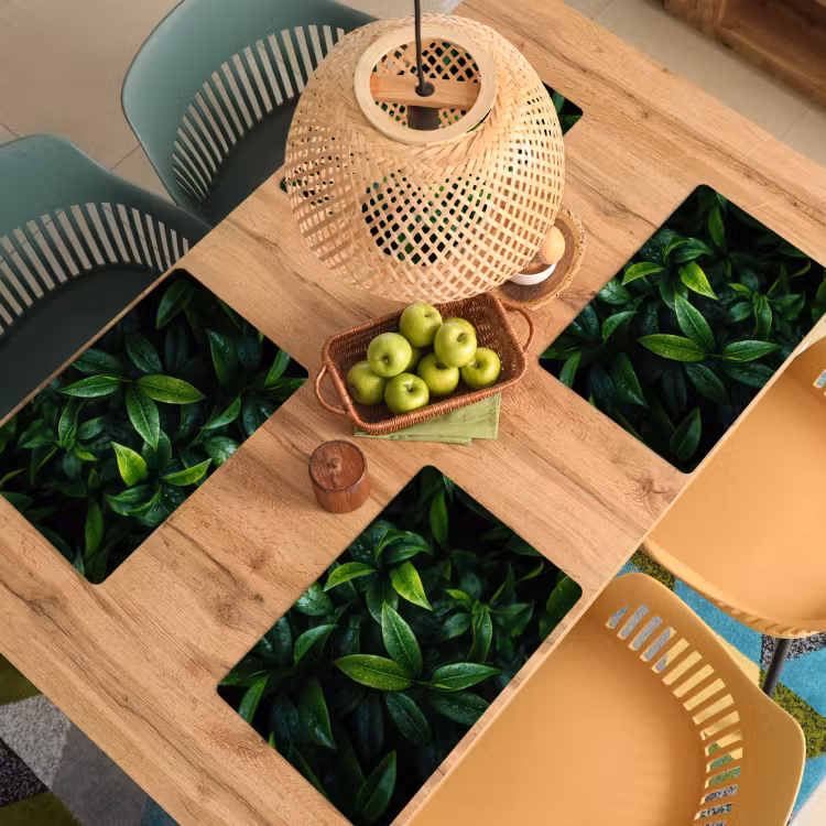 Placemat vinyl - Bladeren - Regendruppels - Licht - Groen — 3