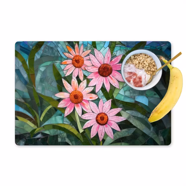 Placemat vinyl - Bloemen - Roze - Glasmozaïek — 1