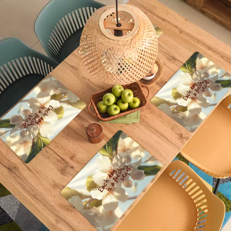 Placemat vinyl - Bloesems - Zonlicht - Quote - Wit — 3