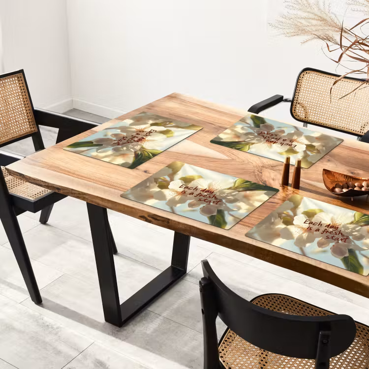 Placemat vinyl - Bloesems - Zonlicht - Quote - Wit — 4