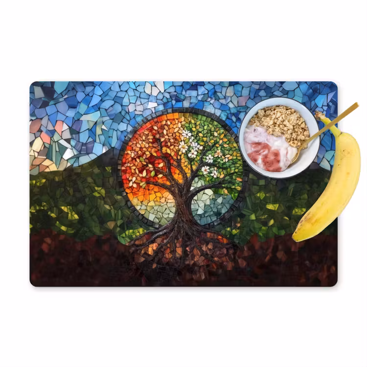 Placemat vinyl - Boom - Seizoenen - Mozaïek - Bergen — 1