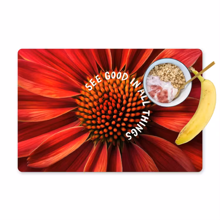 Placemat vinyl - Close up - Bloem - Quote - Rood — 1