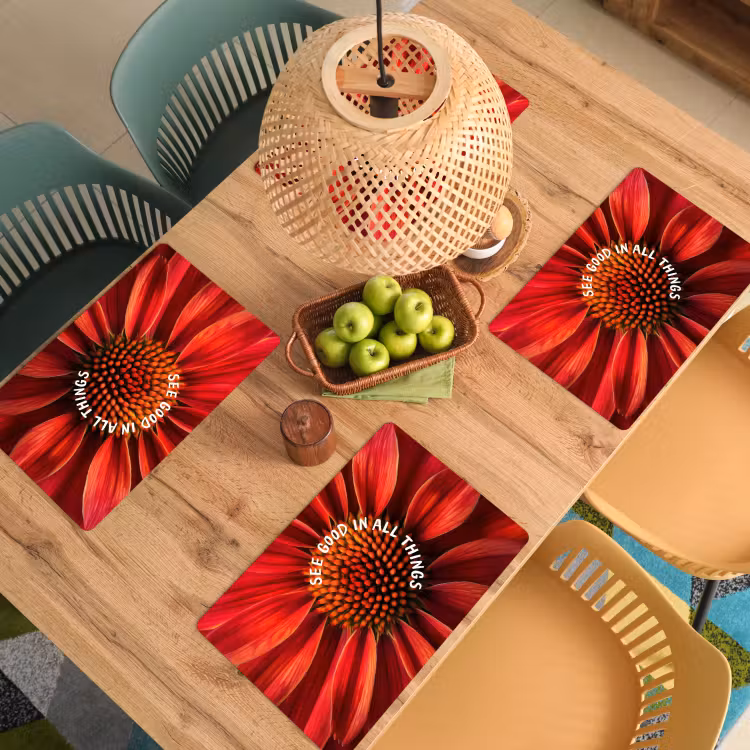 Placemat vinyl - Close up - Bloem - Quote - Rood — 3