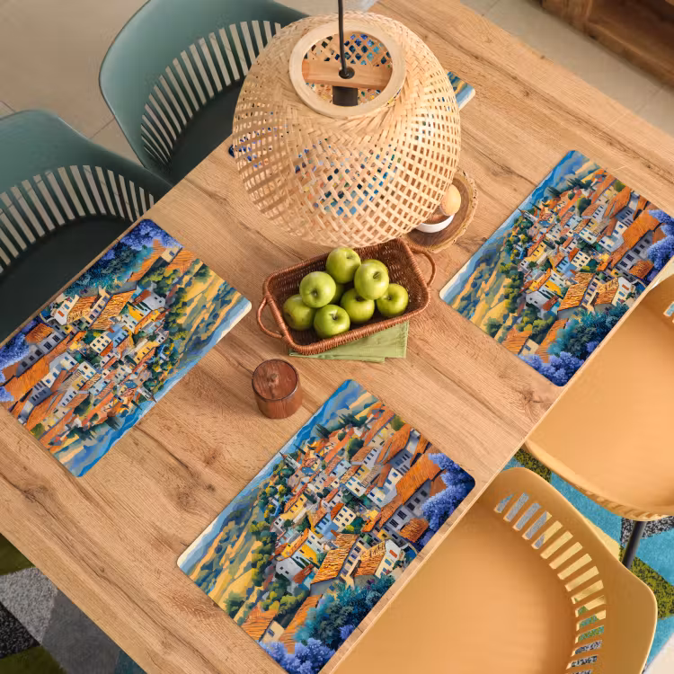 Placemat vinyl - Dorp - Heuvels - Landschap - Bomen — 3
