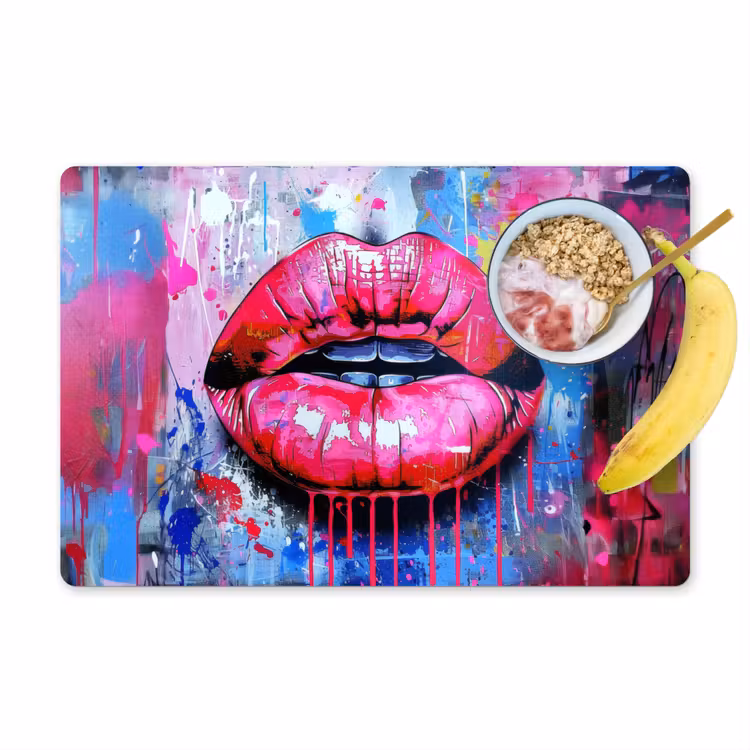 Placemat vinyl - Graffiti - Lippen - Felroze - Geschilderd — 1