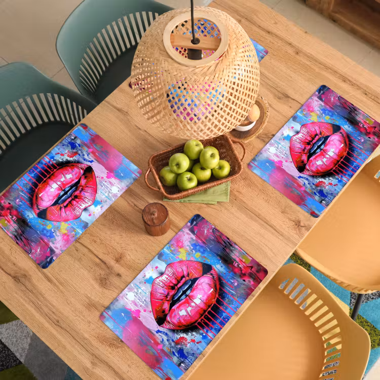 Placemat vinyl - Graffiti - Lippen - Felroze - Geschilderd — 3