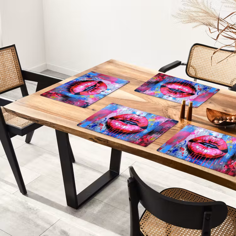 Placemat vinyl - Graffiti - Lippen - Felroze - Geschilderd — 4