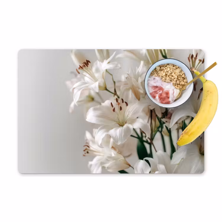Placemat vinyl - Lelies - Boekte - Wit - Meeldraden — 1