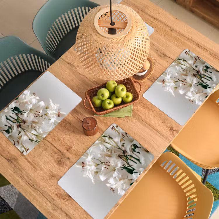 Placemat vinyl - Lelies - Boekte - Wit - Meeldraden — 3