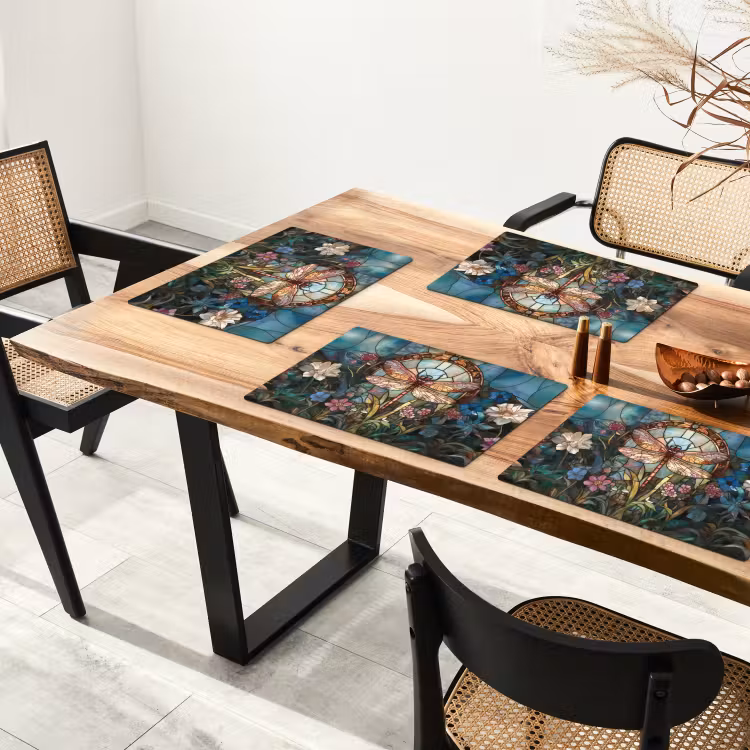 Placemat vinyl - Libelle - Mozaïek - Bloemen - Kleurrijk — 4