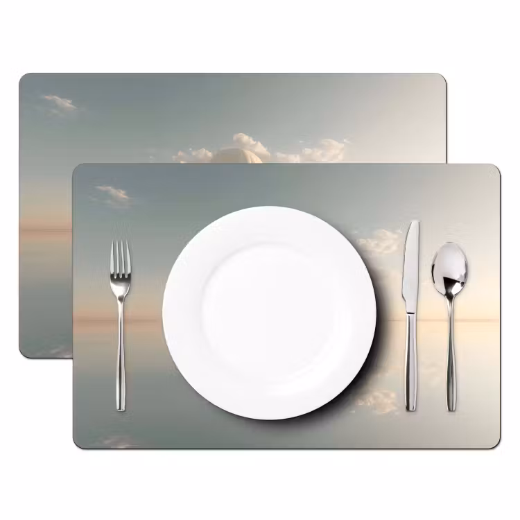 Placemat vinyl - Luchtballon - Wolken - Water - Blauw — 2