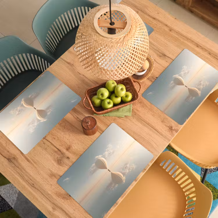 Placemat vinyl - Luchtballon - Wolken - Water - Blauw — 3