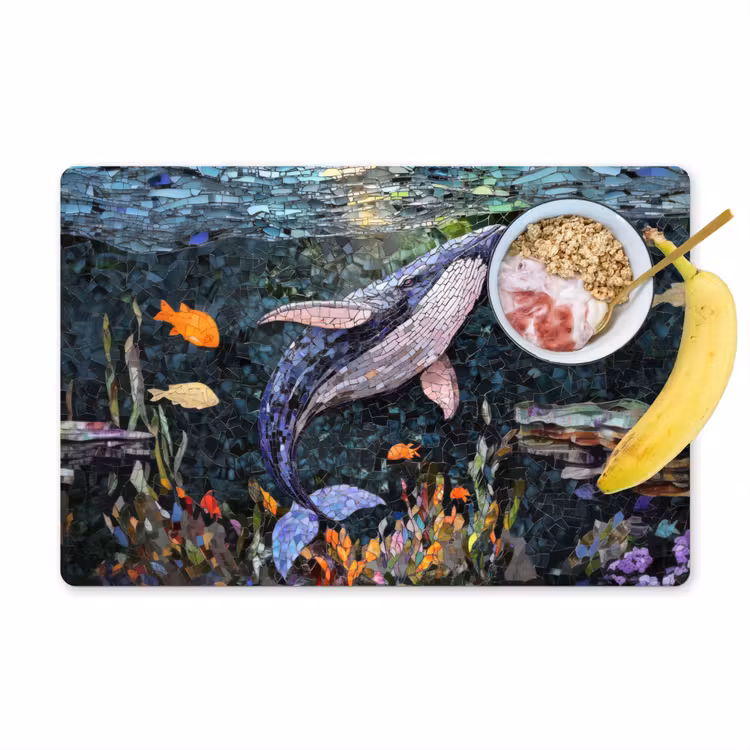 Placemat vinyl - Mozaïek - Walvis - Koraal - Water — 1