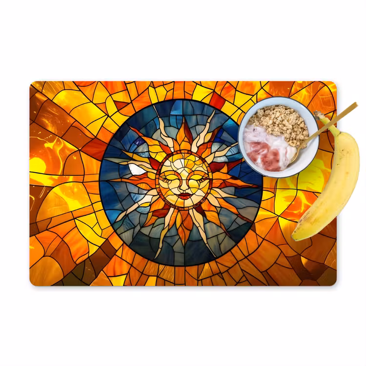 Placemat vinyl - Mozaïek - Zon - Geel - Cirkel — 1
