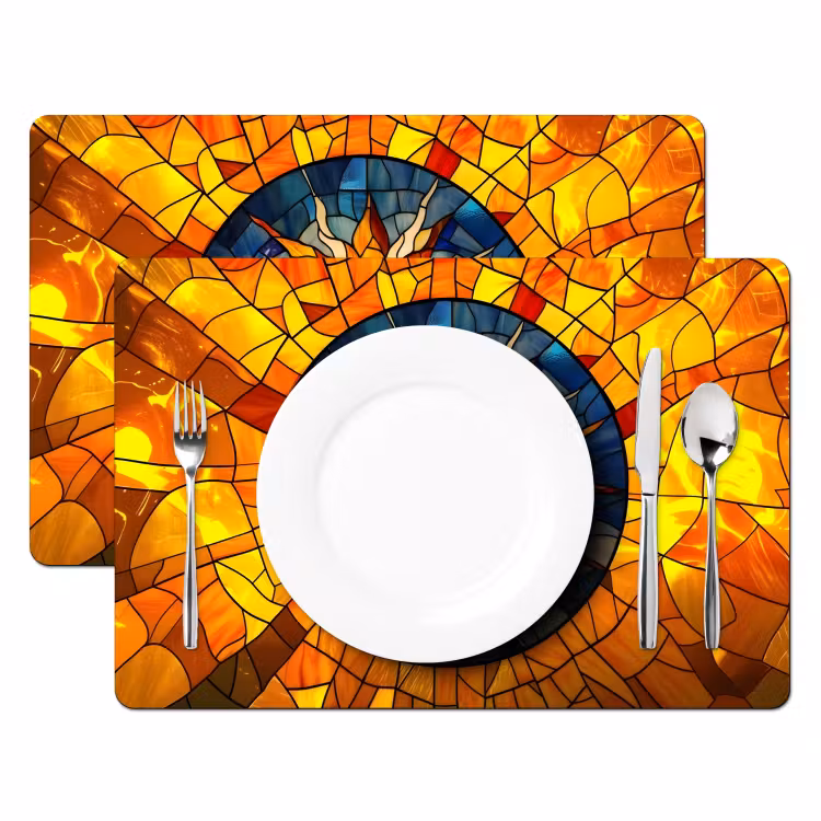 Placemat vinyl - Mozaïek - Zon - Geel - Cirkel — 2