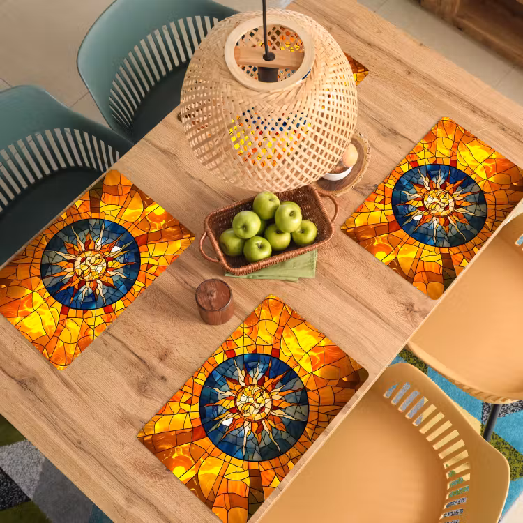 Placemat vinyl - Mozaïek - Zon - Geel - Cirkel — 3