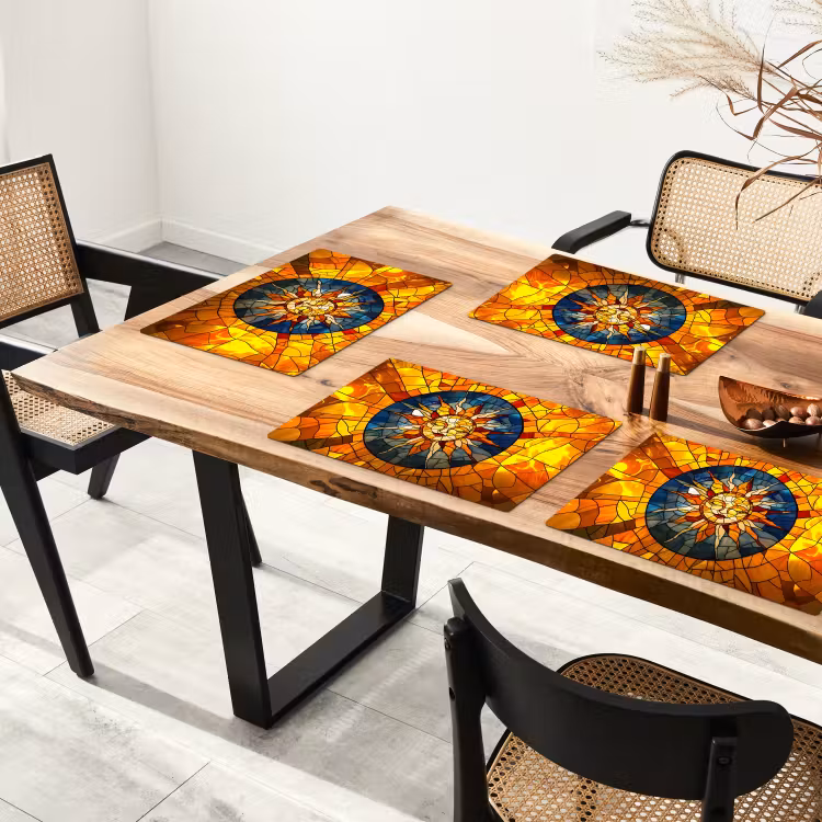 Placemat vinyl - Mozaïek - Zon - Geel - Cirkel — 4