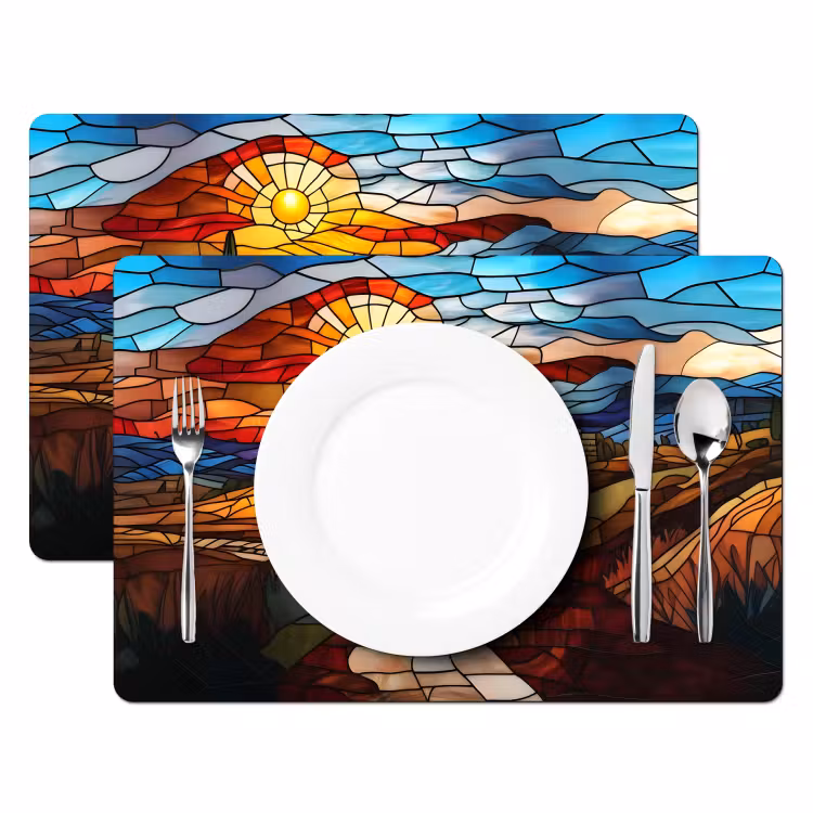 Placemat vinyl - Mozaïek - Zon - Landschap - Dorp — 2