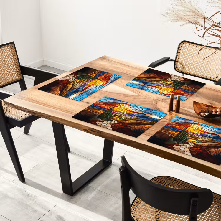 Placemat vinyl - Mozaïek - Zon - Landschap - Dorp — 4