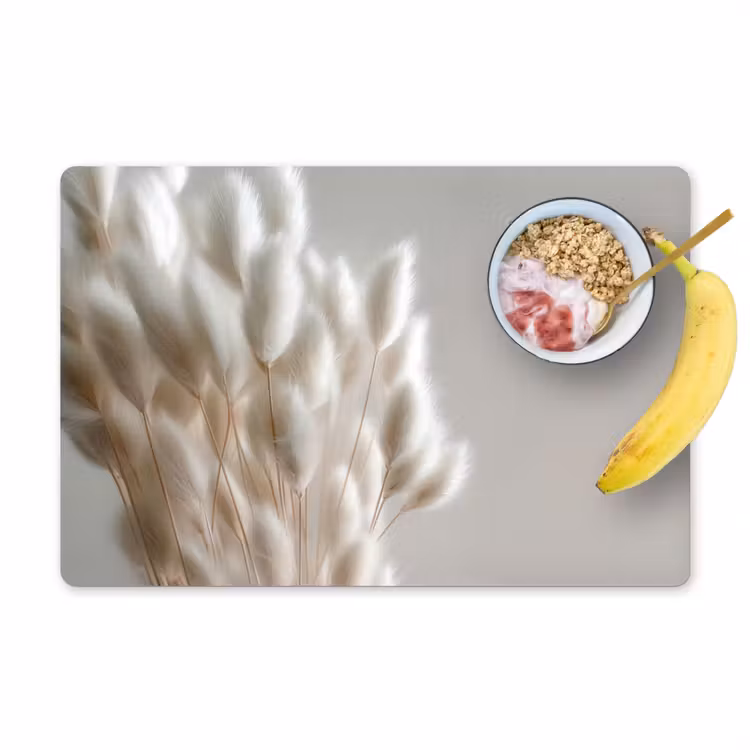 Placemat vinyl - Pluimen - Beige - Minimalistisch — 1