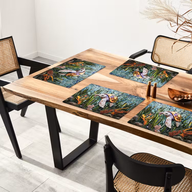Placemat vinyl - Schildpad - Zeewier - Mozaïek — 4