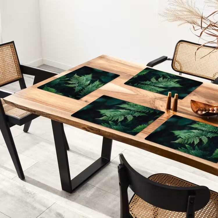 Placemat vinyl - Varenblad - Groen - Structuur - Wazig — 4